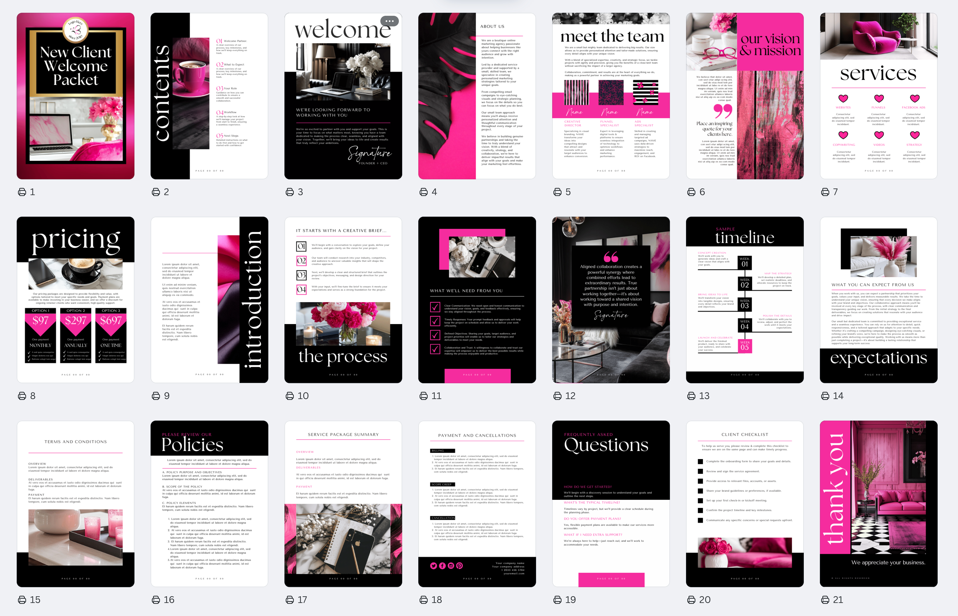 New Client Welcome: Raspberry Noir Collection.
