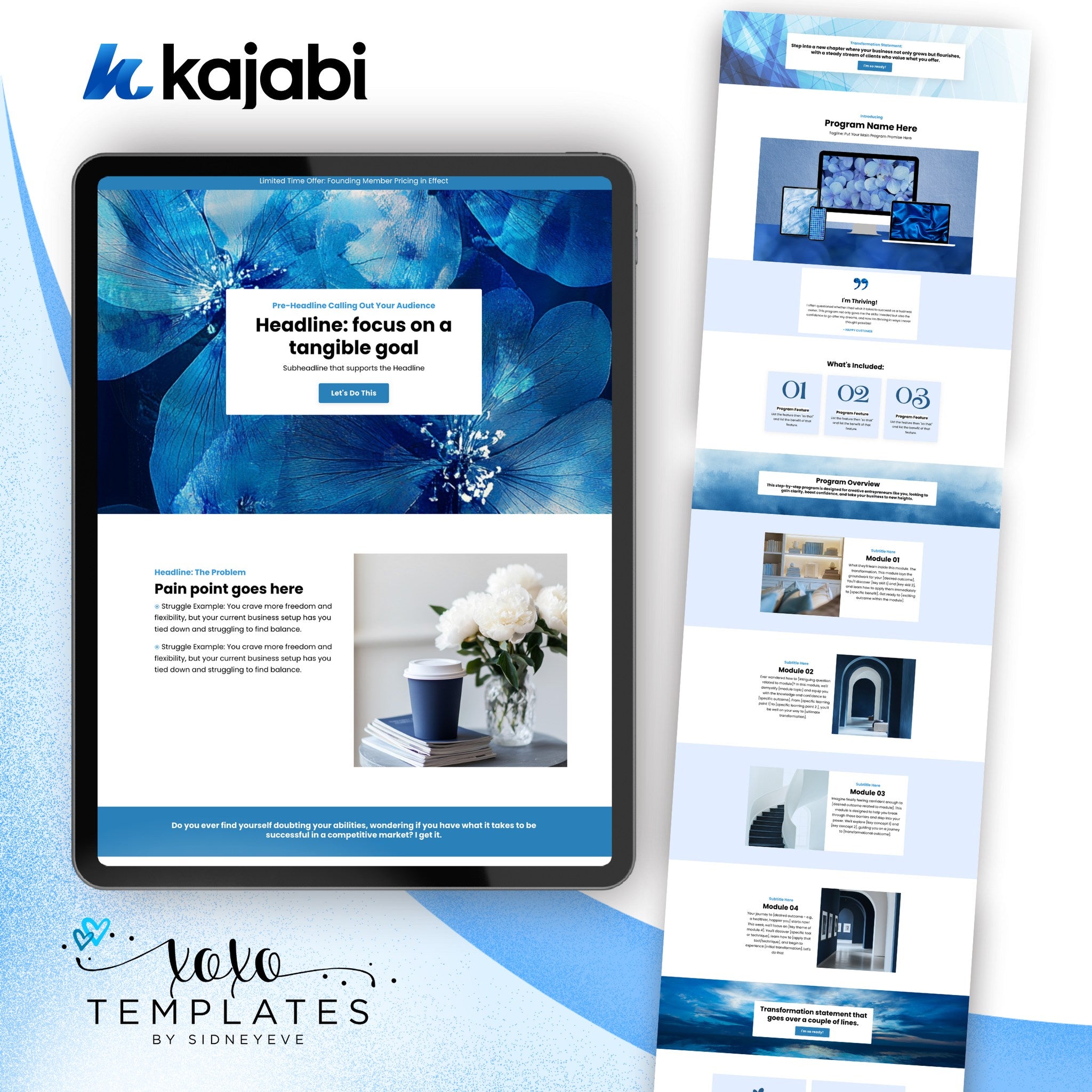 Kajabi Sales Page: Beautiful Blue