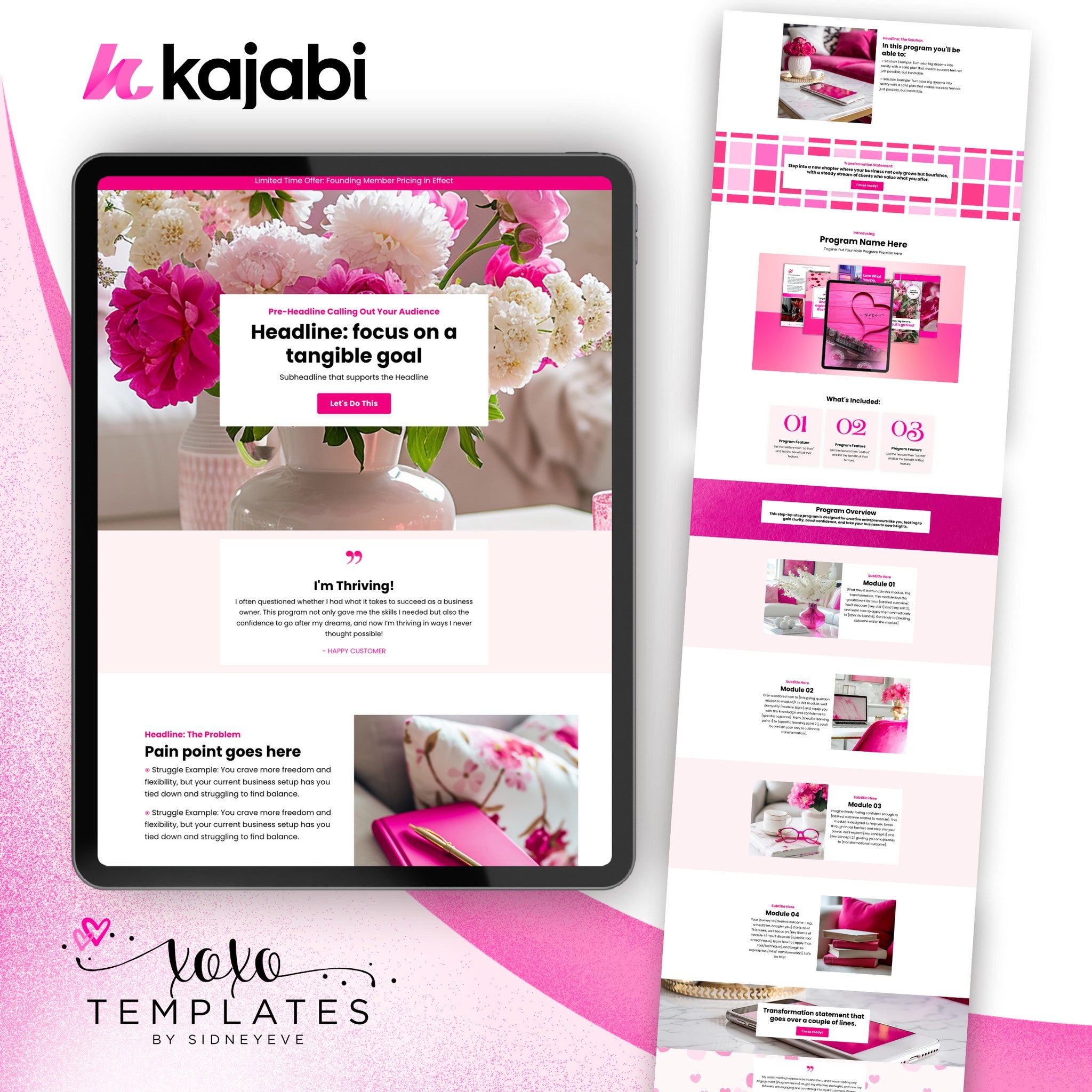 Kajabi Sales Page: Pretty Pink